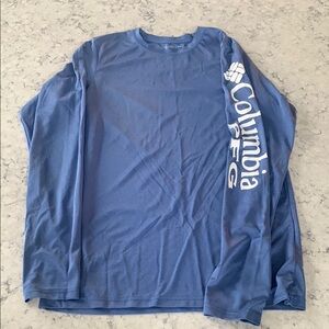Columbia PFG Blue Long Sleeve Tee with Omni Shade Sun Protection